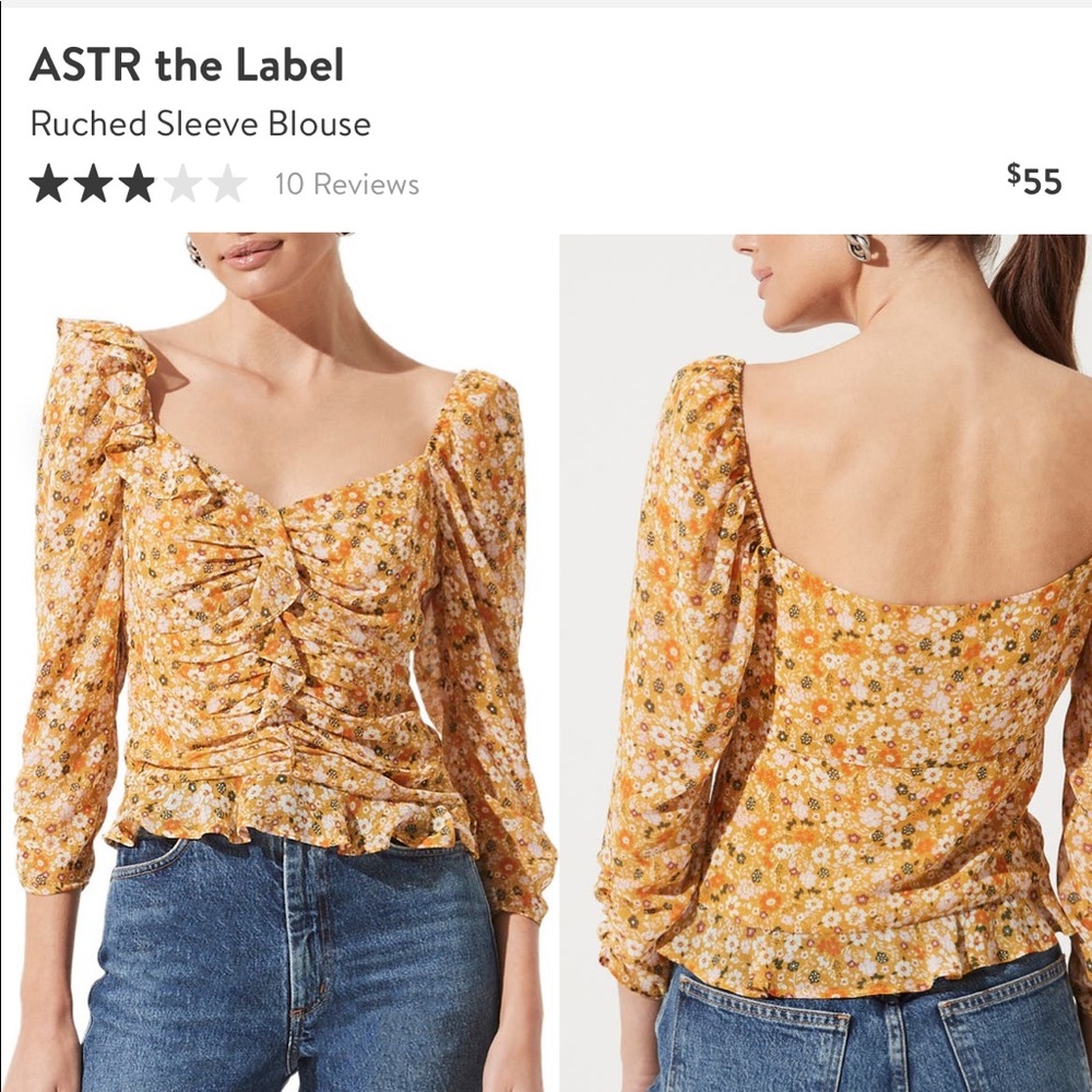 ASTR the Label Rouched Sleeve Top